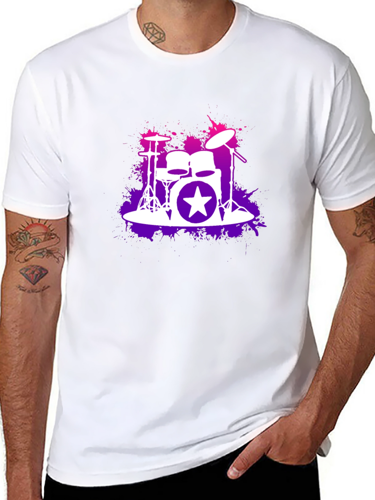 Drum Kit Starburst Black T-Shirt
