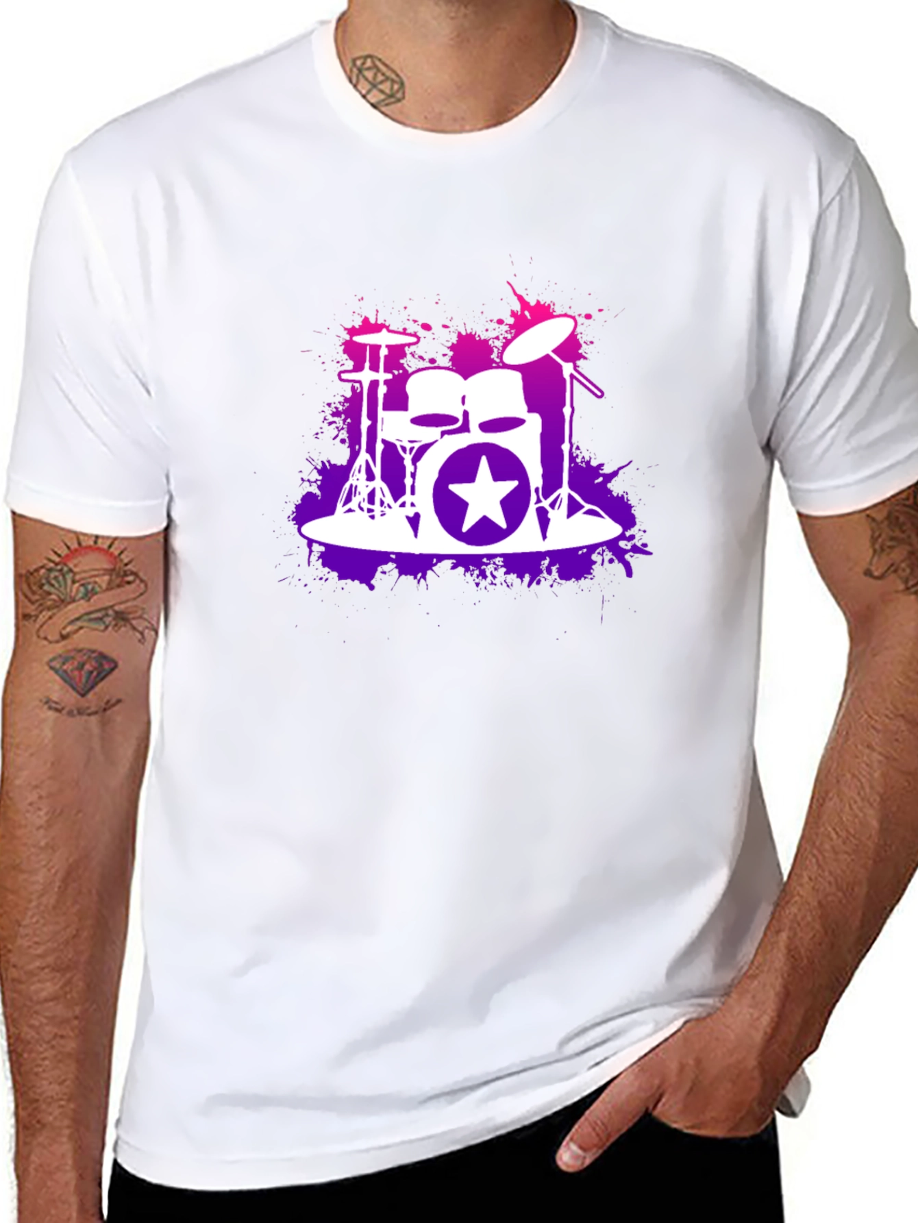 Drum Kit Starburst Black T-Shirt