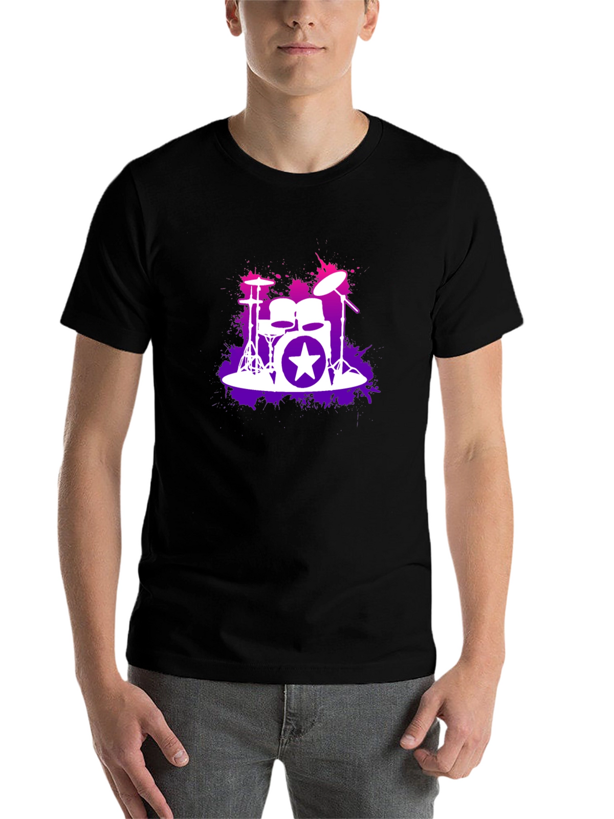 Drum Kit Starburst Black T-Shirt