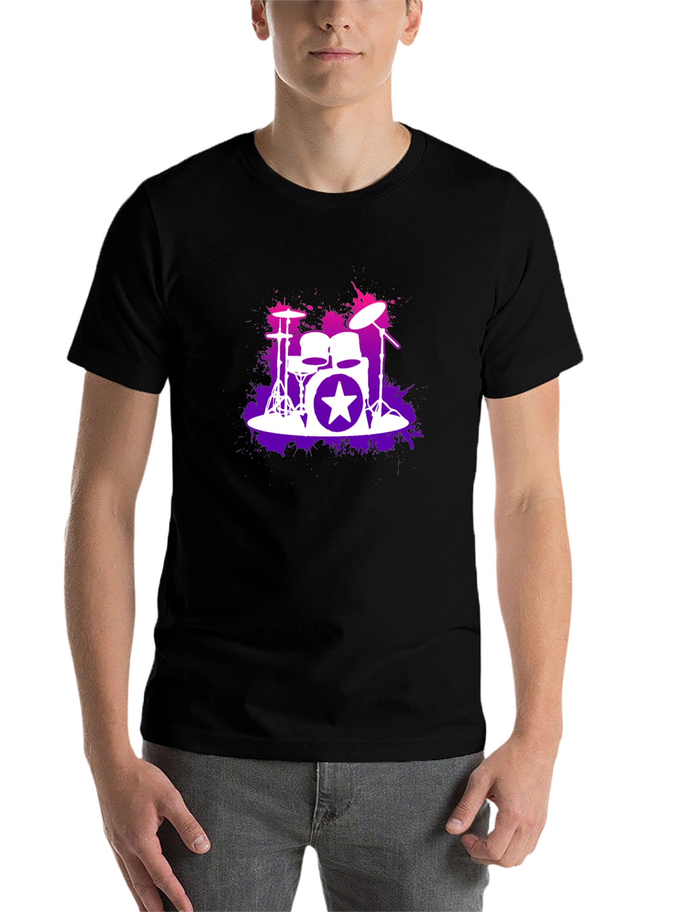 Drum Kit Starburst Black T-Shirt