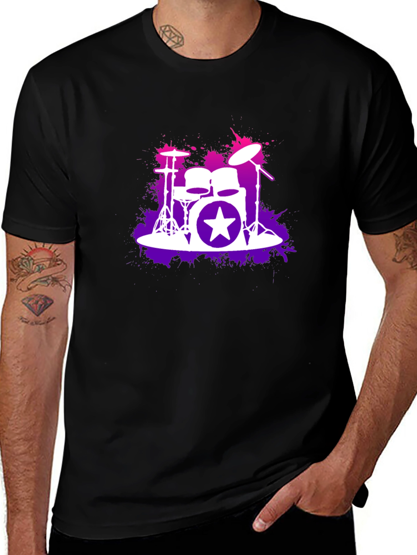 Drum Kit Starburst Black T-Shirt