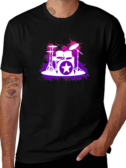Drum Kit Starburst Black T-Shirt