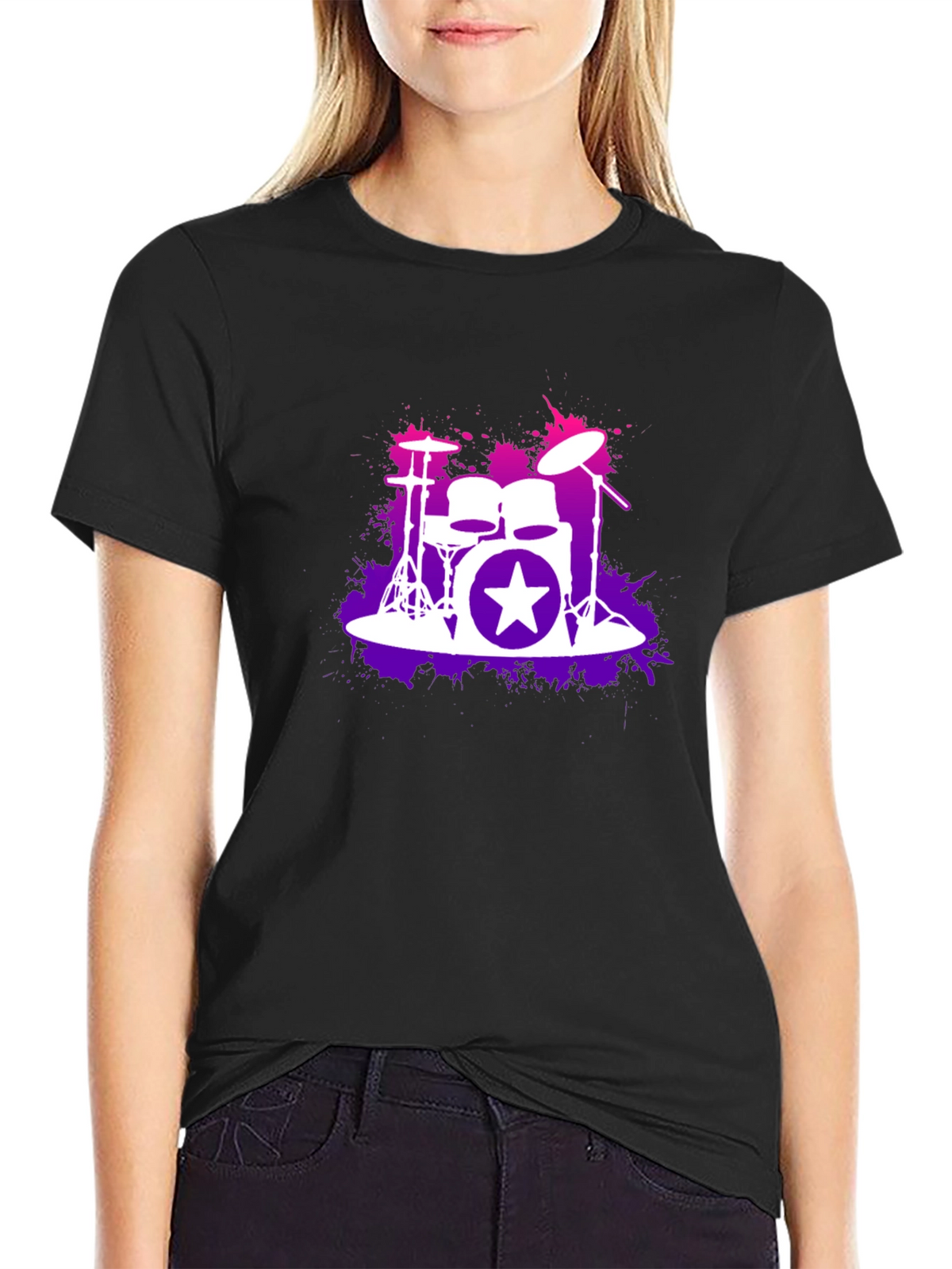 Drum Kit Starburst Black T-Shirt
