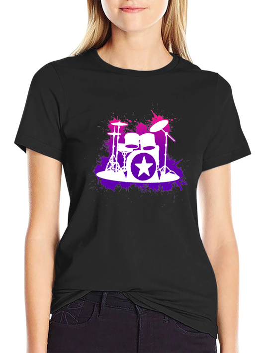 Drum Kit Starburst Black T-Shirt