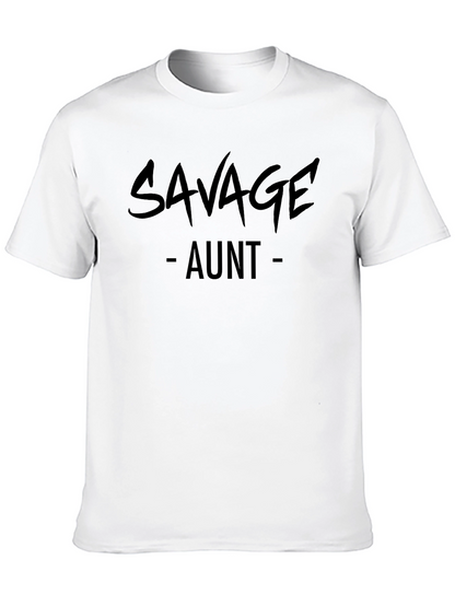 Savage Aunt Graphic Tee - Black Casual T-Shirt