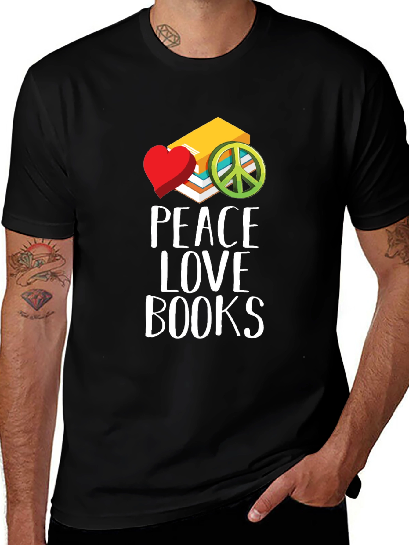 Peace Love Books Graphic T-Shirt