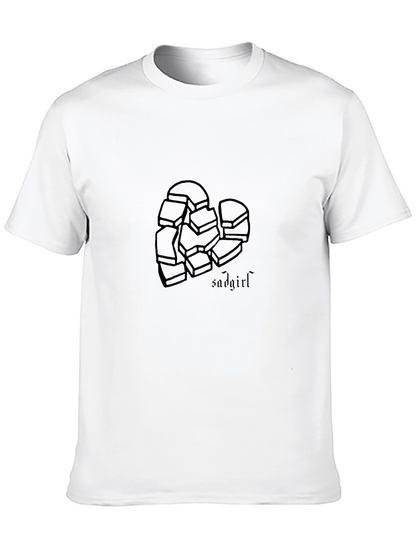 Sad Girl Broken Heart Black Graphic Tee