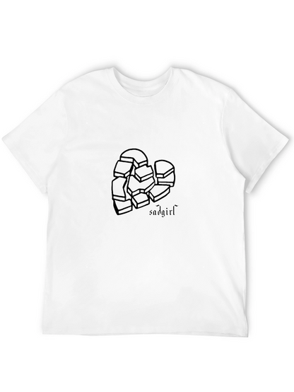 Sad Girl Broken Heart Black Graphic Tee
