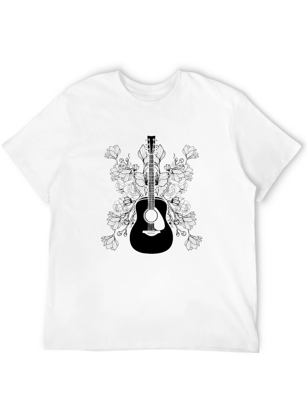 Guitar & Floral Graphic Tee - Black