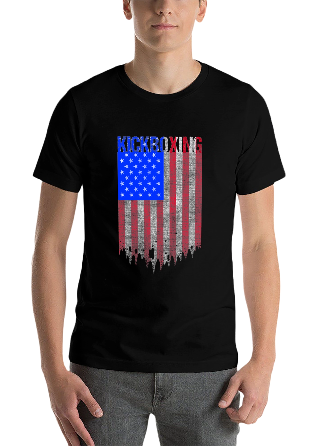 Kickboxing American Flag Patriotic T-Shirt