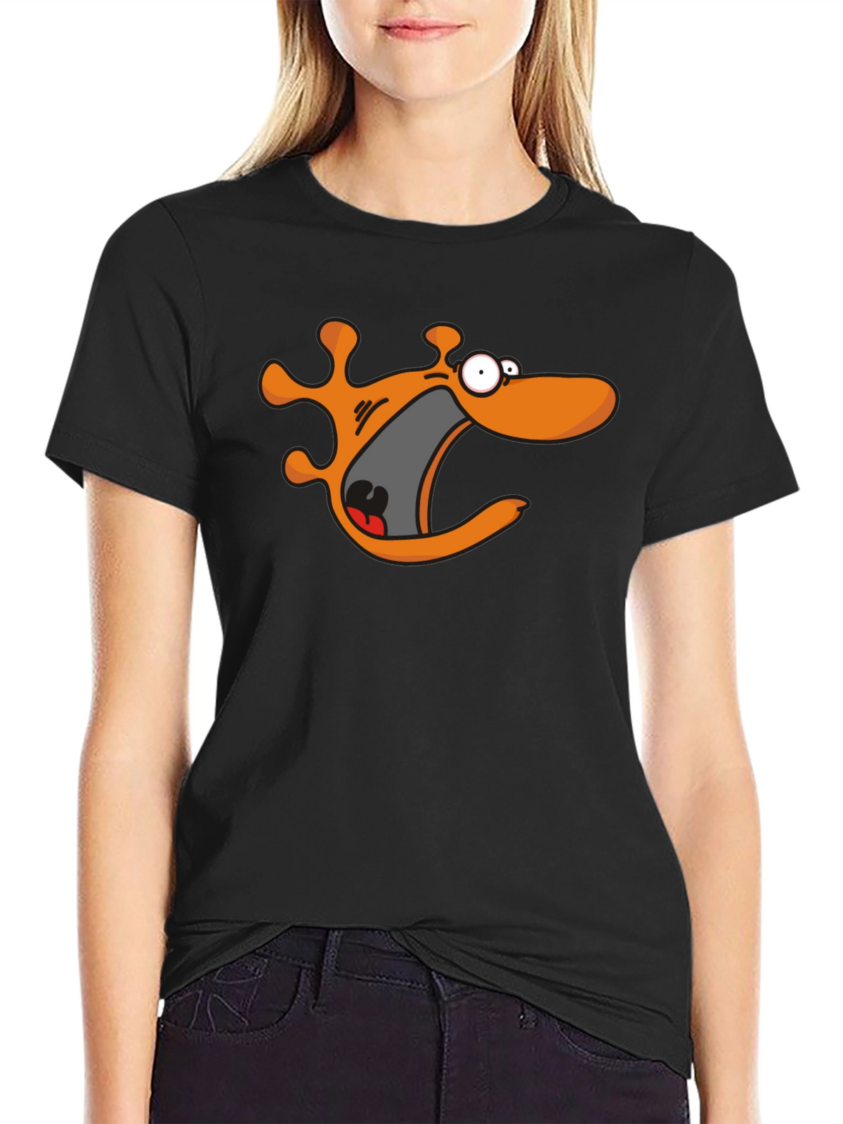 Cartoon Monster Black T-Shirt