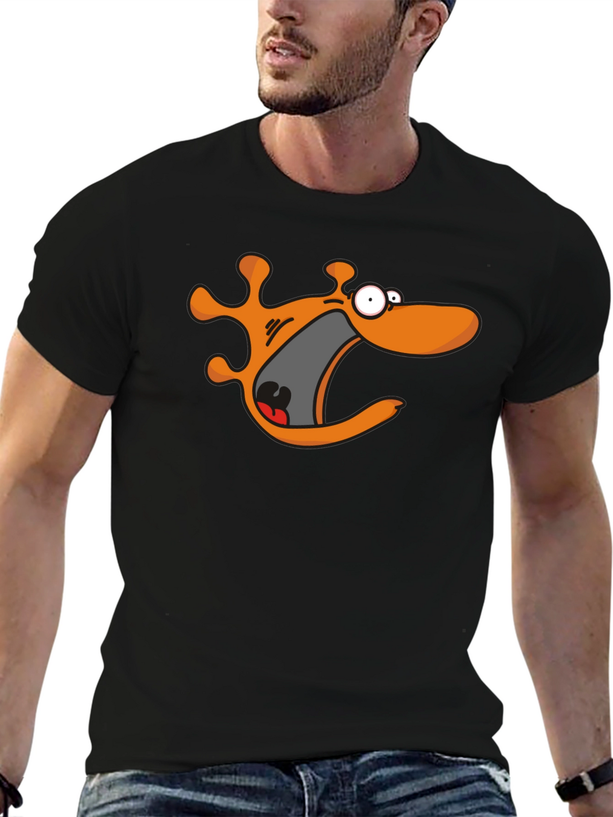 Cartoon Monster Black T-Shirt