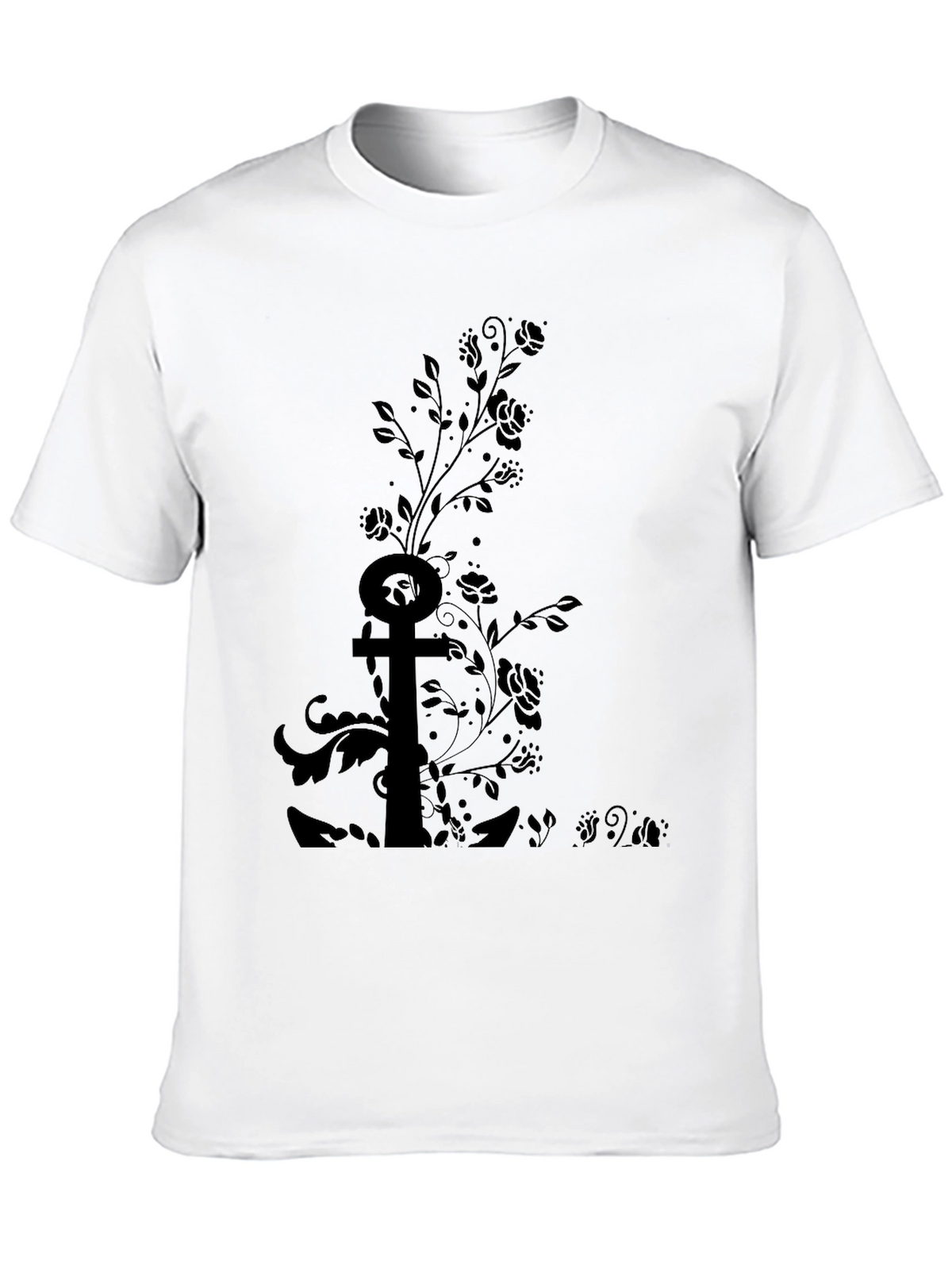 Black Floral Anchor Graphic Tee