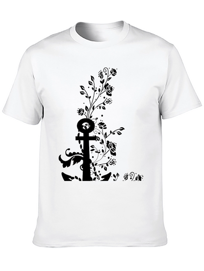Black Floral Anchor Graphic Tee