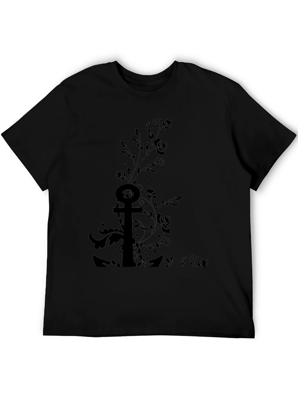 Black Floral Anchor Graphic Tee