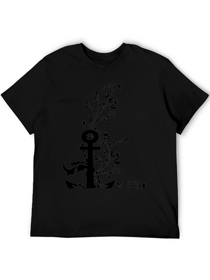Black Floral Anchor Graphic Tee