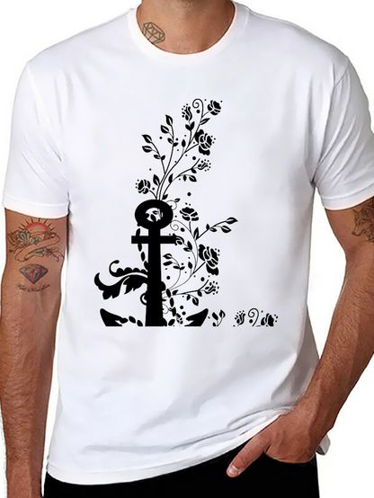 Black Floral Anchor Graphic Tee