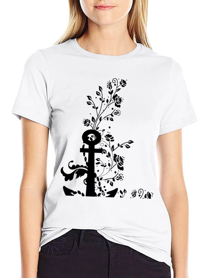 Black Floral Anchor Graphic Tee