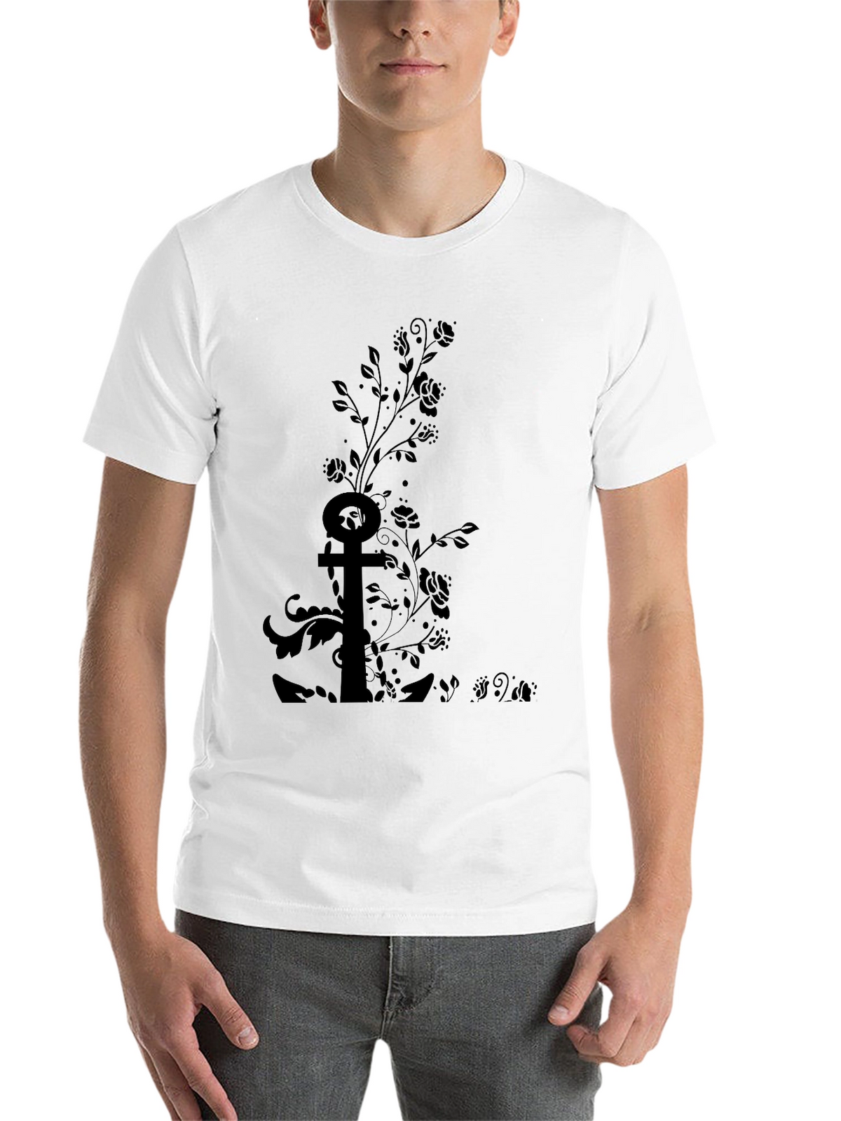 Black Floral Anchor Graphic Tee
