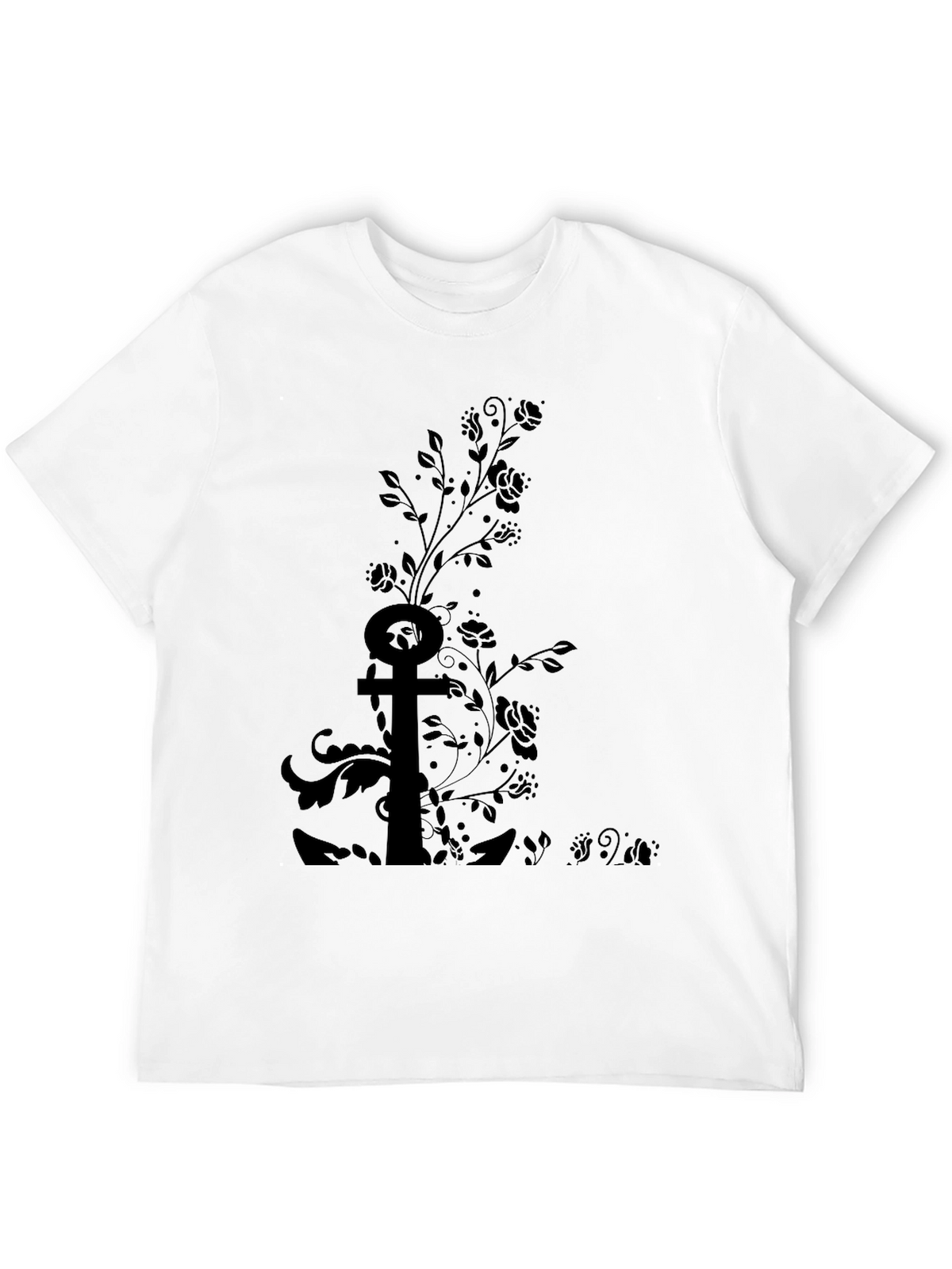Black Floral Anchor Graphic Tee
