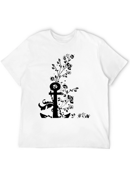Black Floral Anchor Graphic Tee