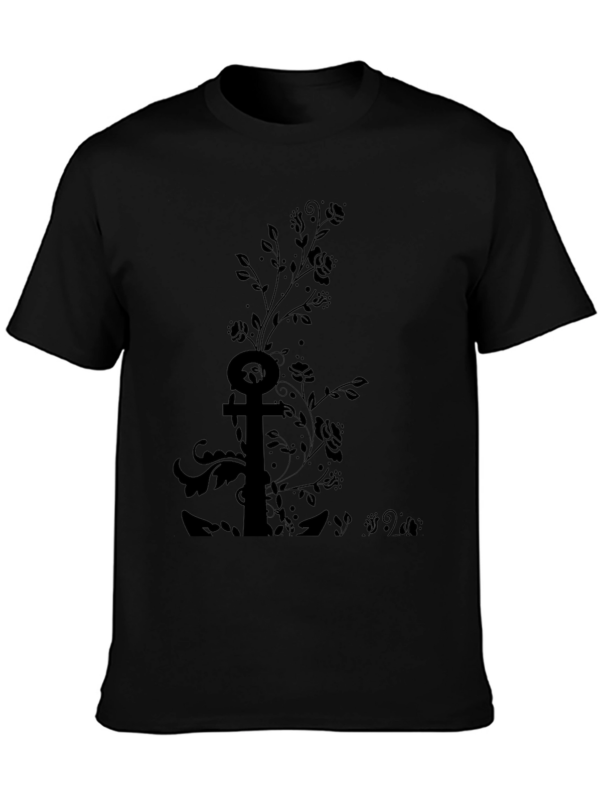 Black Floral Anchor Graphic Tee