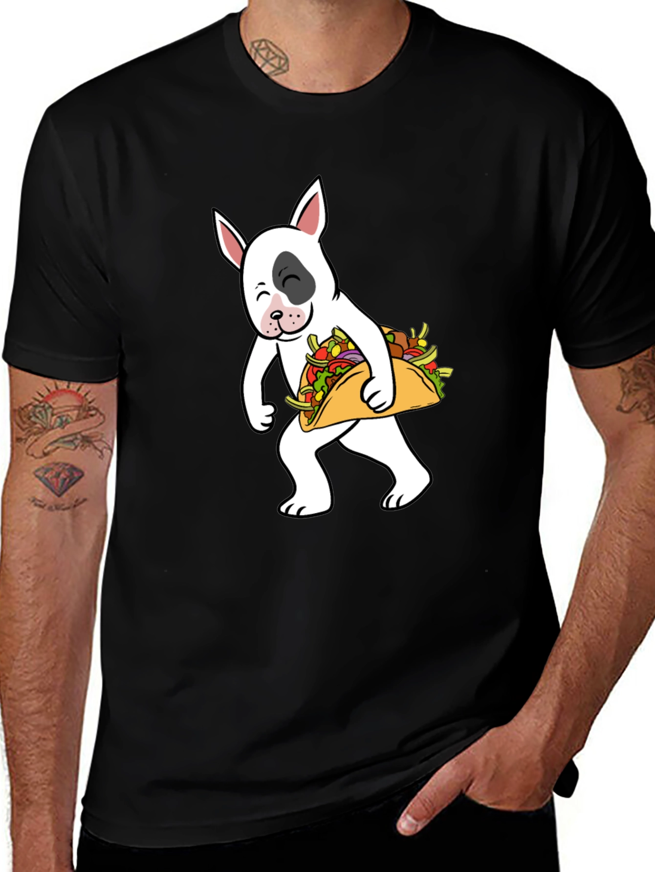 Dog Taco T-Shirt - Cute Cartoon Bull Terrier