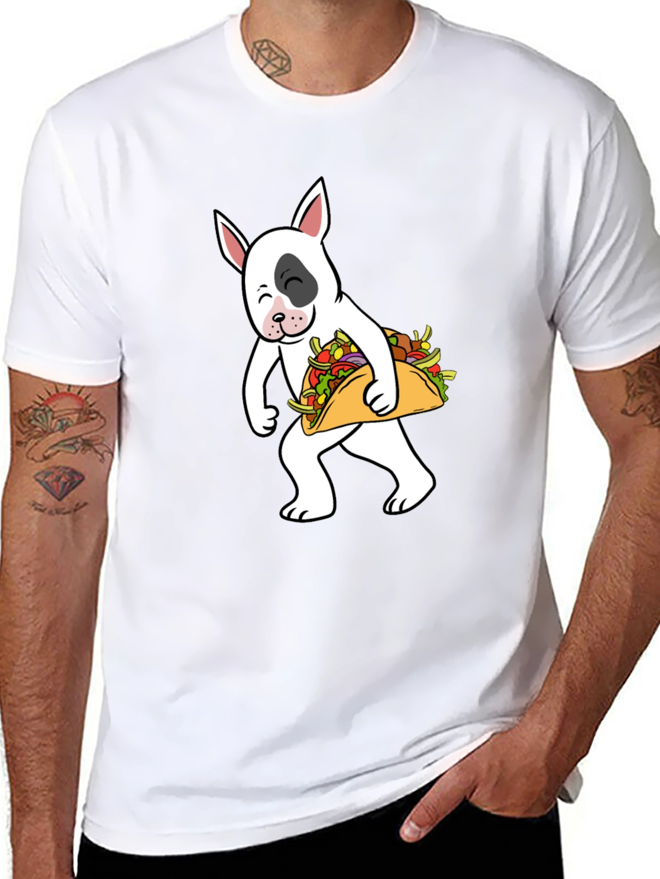 Dog Taco T-Shirt - Cute Cartoon Bull Terrier