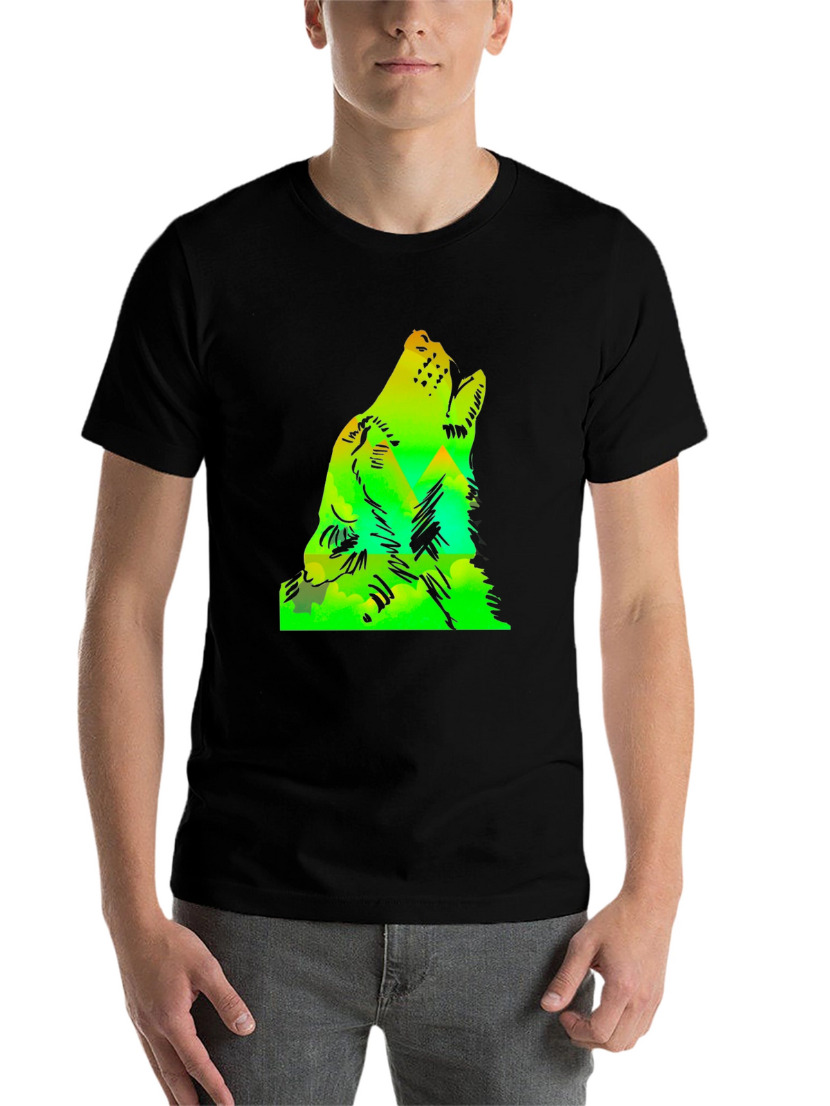 Wolf Howl Mountain Graphic Tee - Black