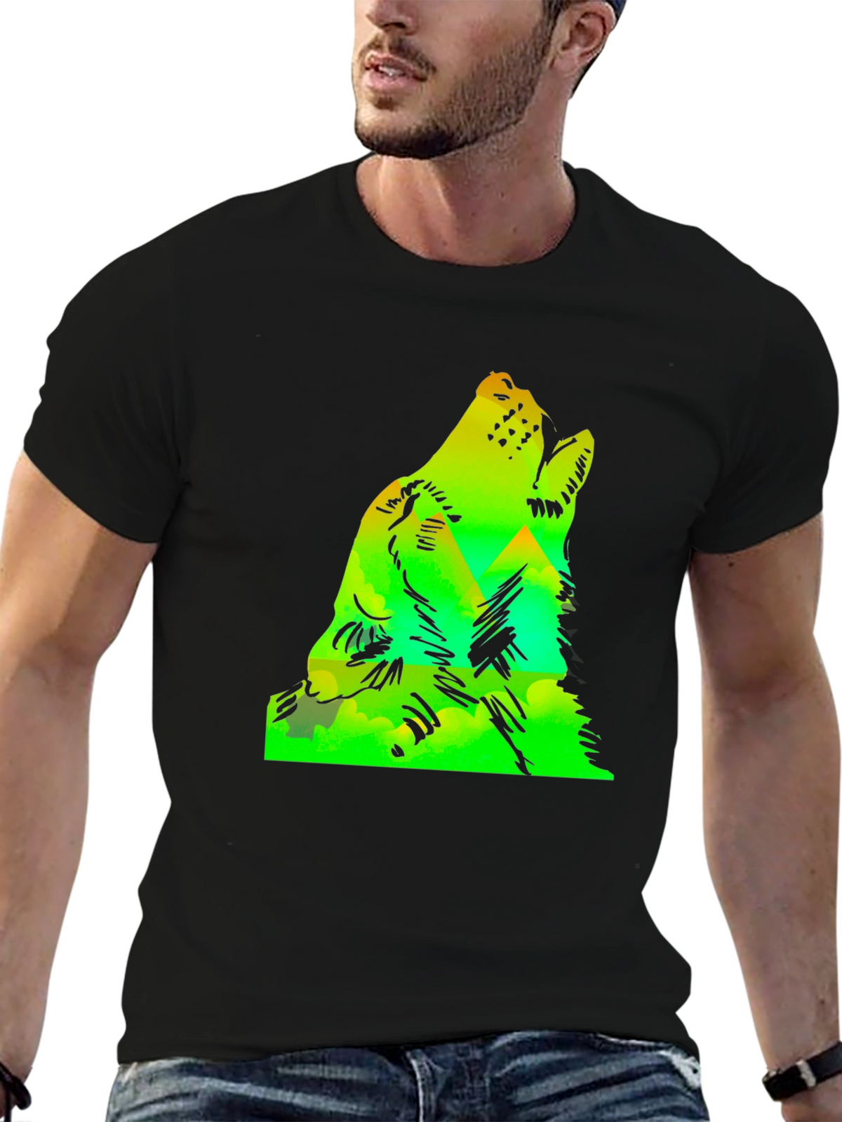 Wolf Howl Mountain Graphic Tee - Black