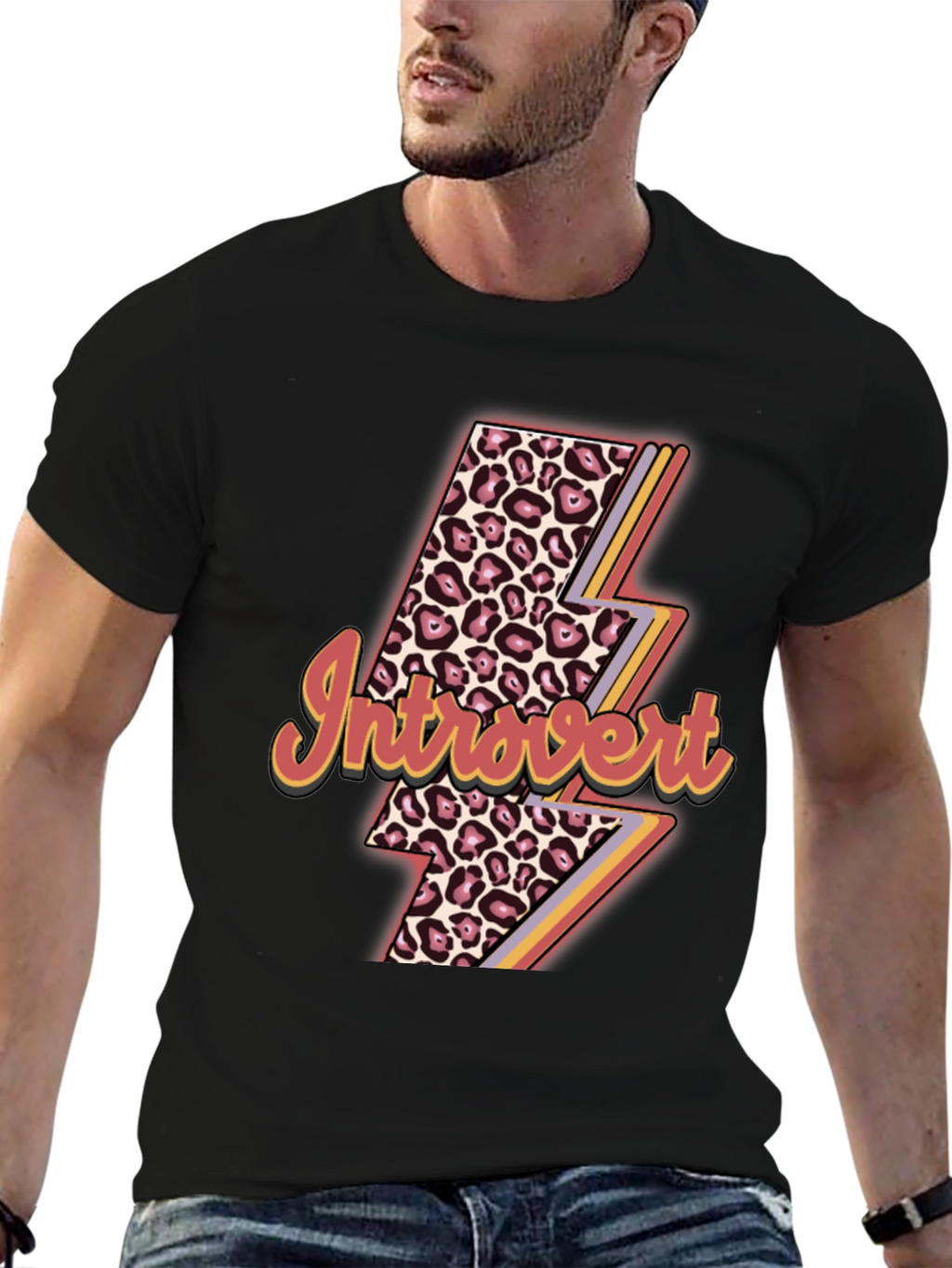 Introvert Leopard Lightning Bolt T-Shirt