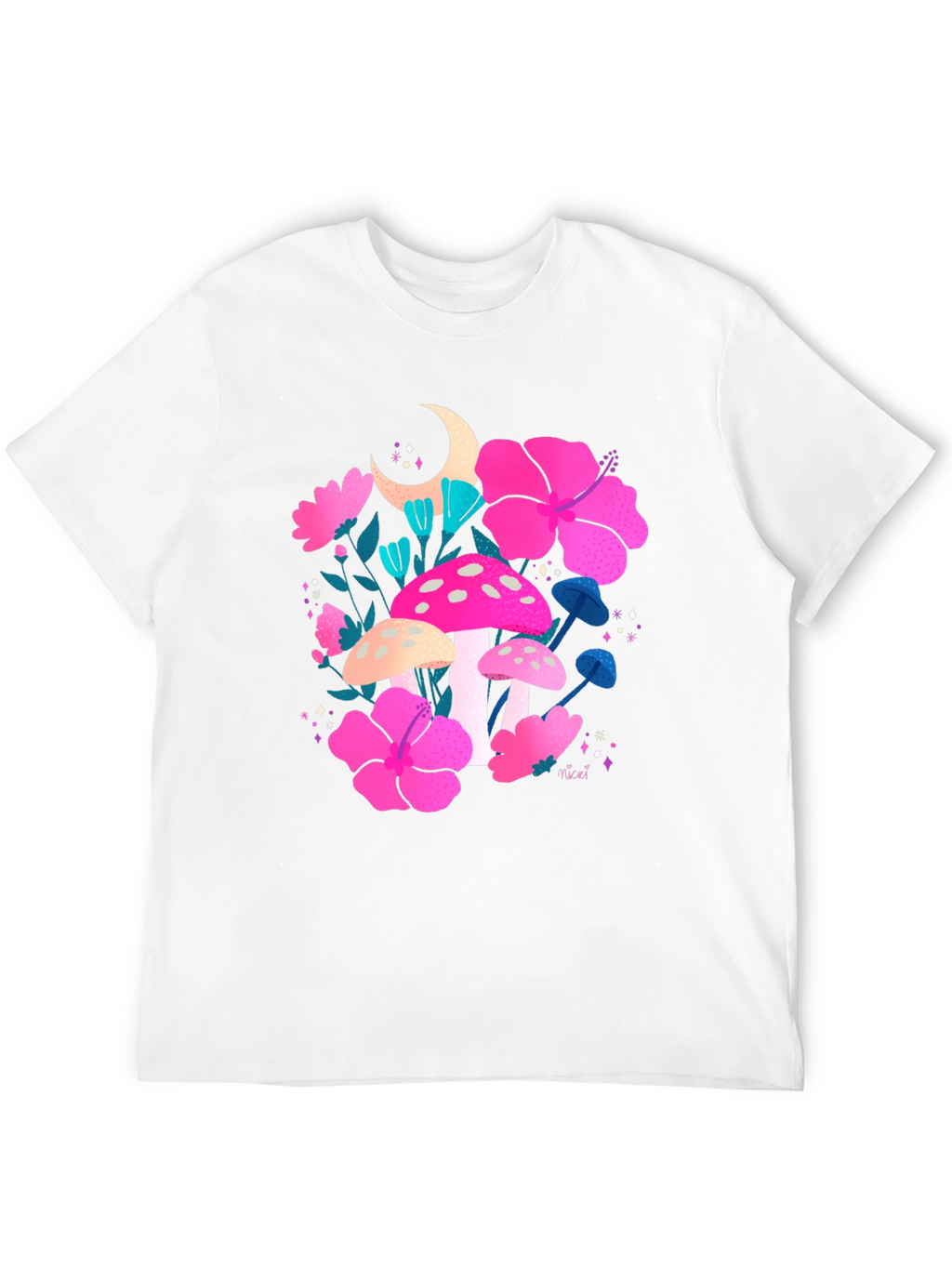 Floral Mushroom Graphic Tee - Trendy Black T-Shirt