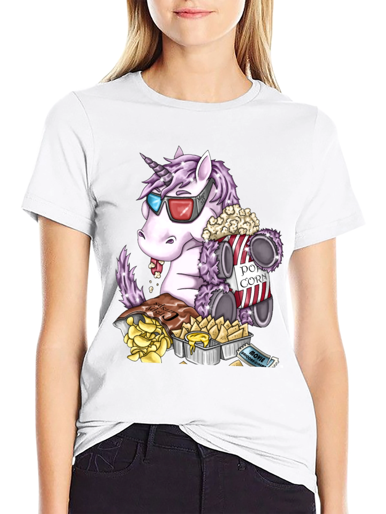Unicorn Movie Night Graphic Tee
