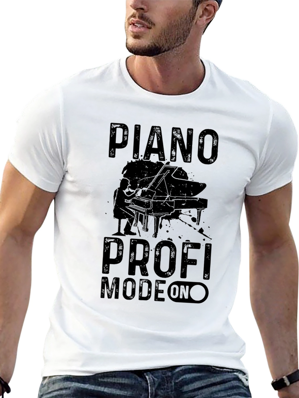 Piano Profi Mode On Black T-Shirt