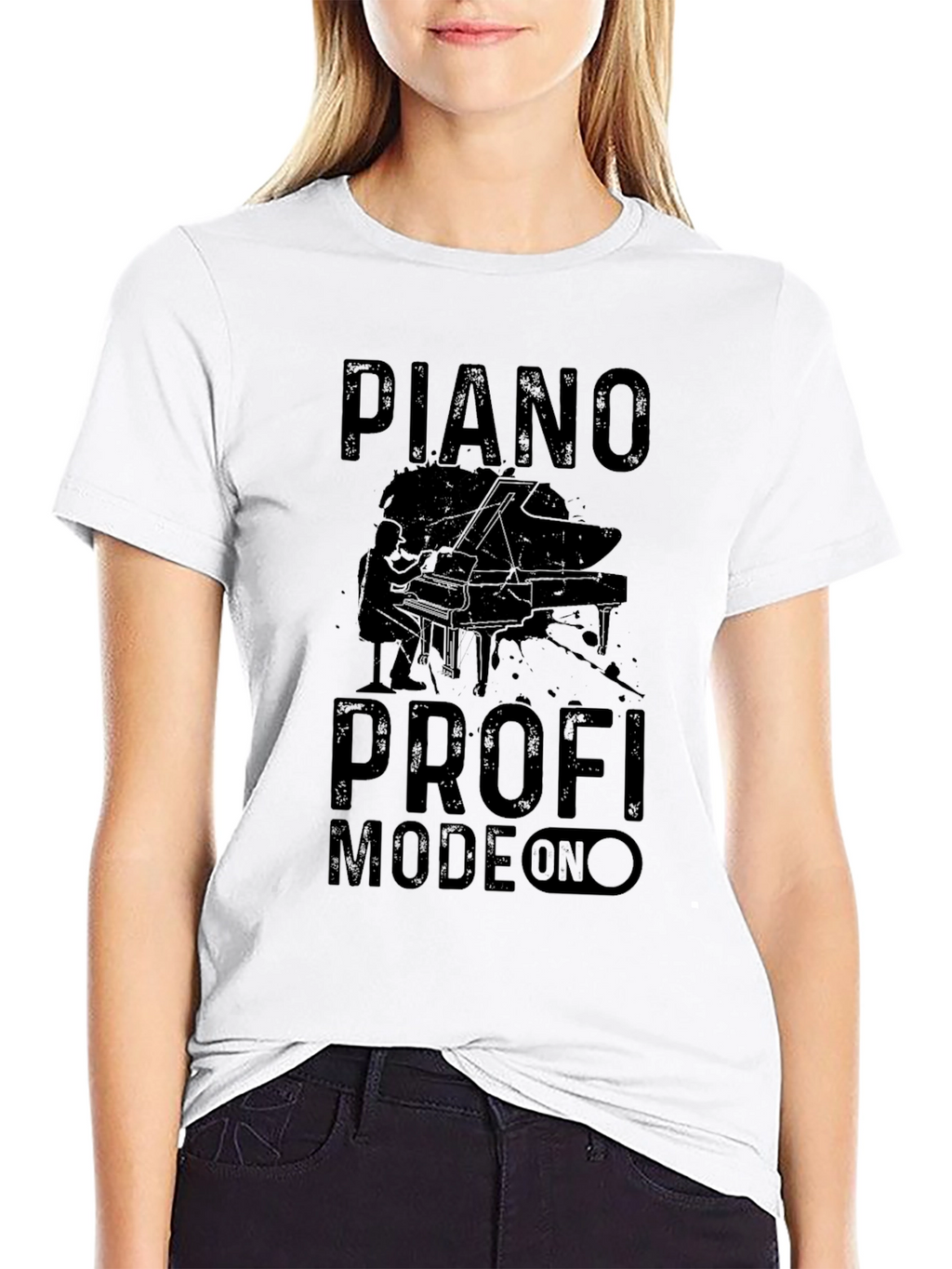 Piano Profi Mode On Black T-Shirt