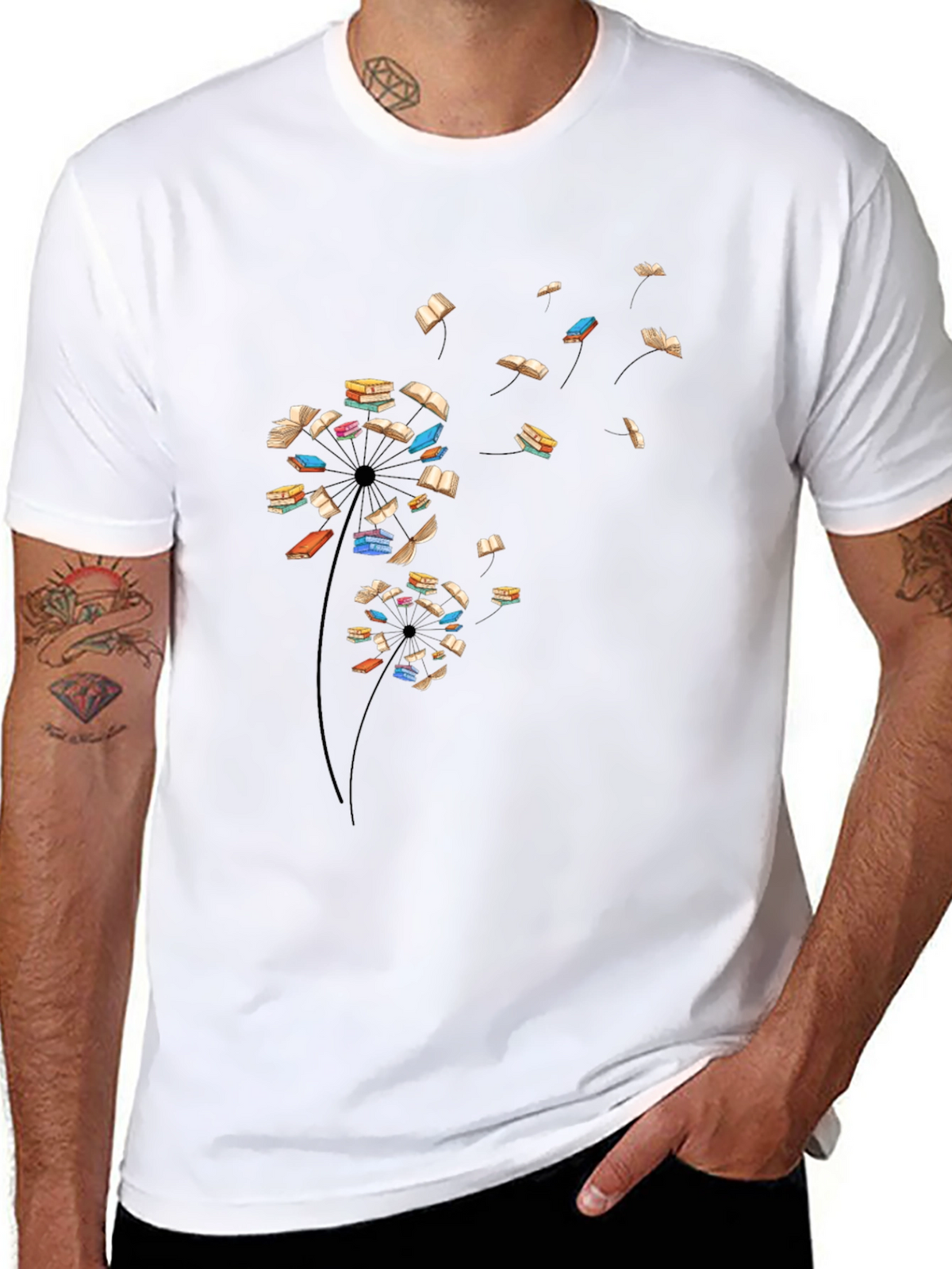 Book Dandelion T-Shirt - Literary Black Tee