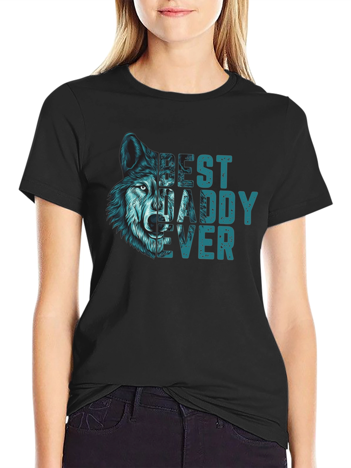 Best Daddy Ever Wolf Graphic T-Shirt