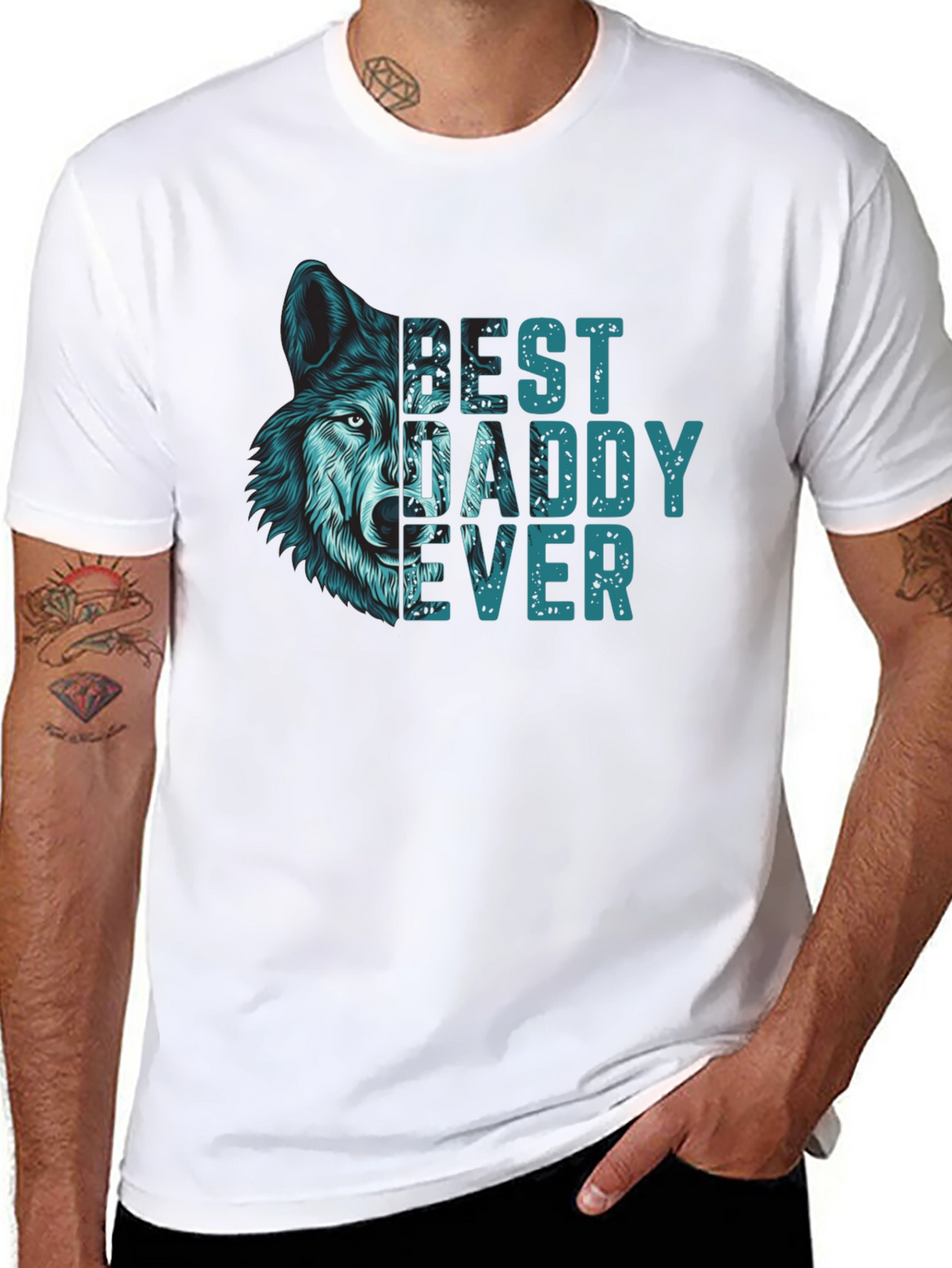 Best Daddy Ever Wolf Graphic T-Shirt