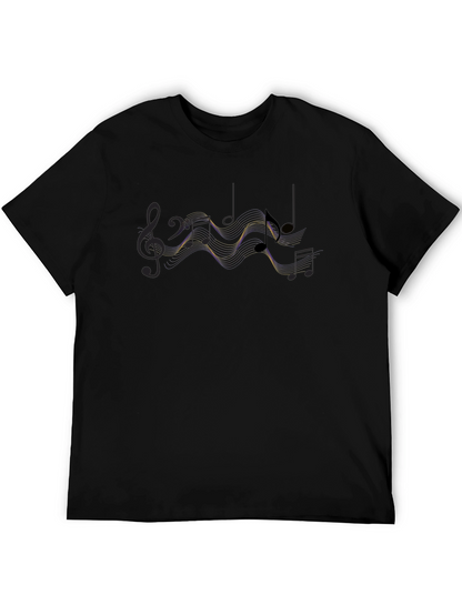 Musical Note Graphic Tee - Stylish Black Cotton T-Shirt