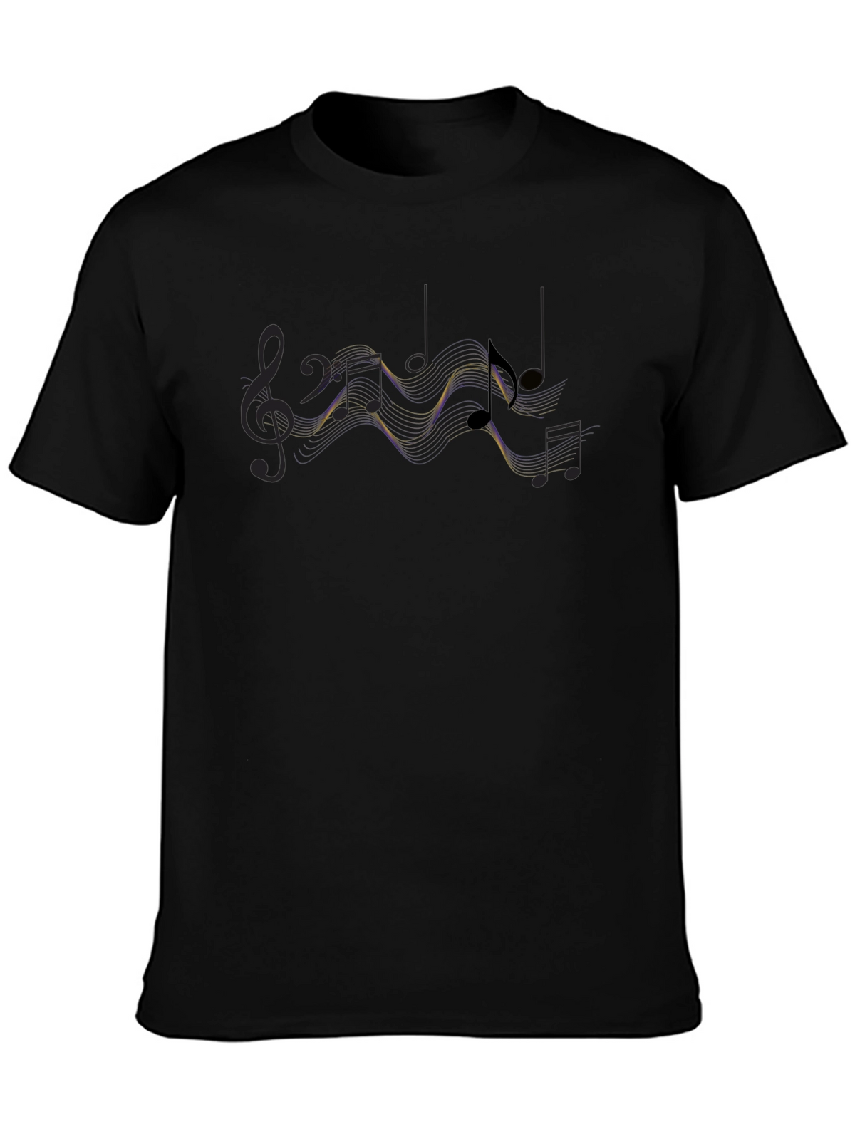 Musical Note Graphic Tee - Stylish Black Cotton T-Shirt