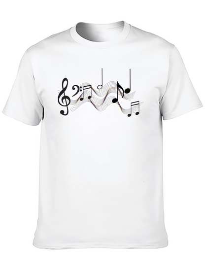 Musical Note Graphic Tee - Stylish Black Cotton T-Shirt