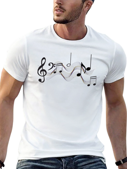 Musical Note Graphic Tee - Stylish Black Cotton T-Shirt