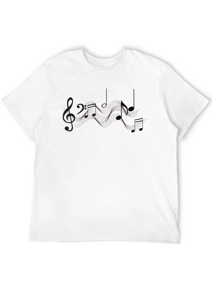 Musical Note Graphic Tee - Stylish Black Cotton T-Shirt