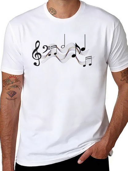 Musical Note Graphic Tee - Stylish Black Cotton T-Shirt