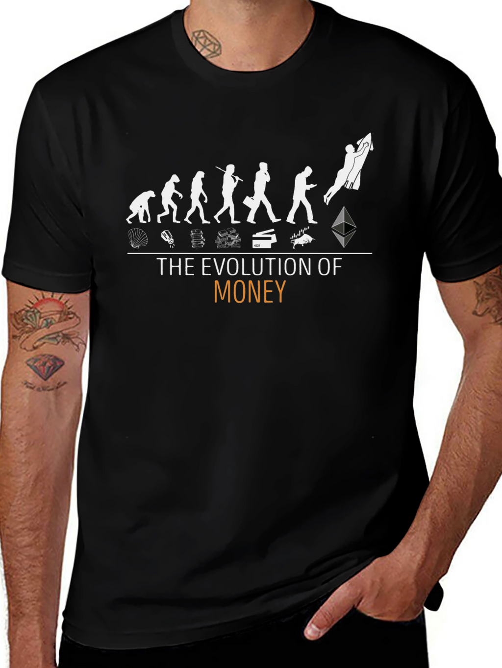 Evolution of Money Black Graphic T-Shirt