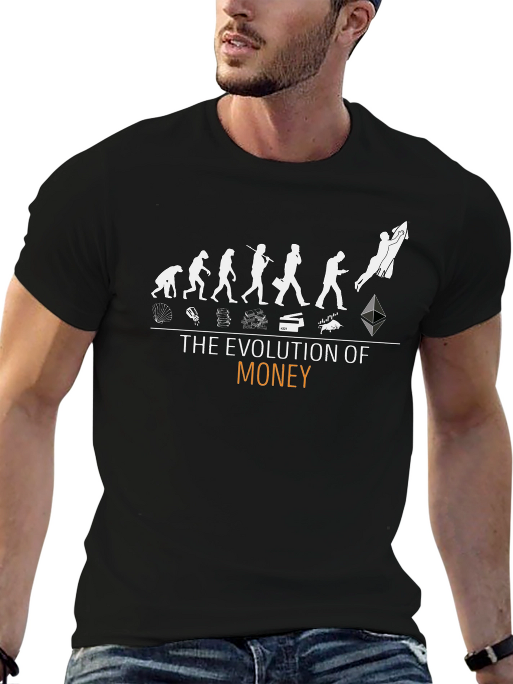 Evolution of Money Black Graphic T-Shirt