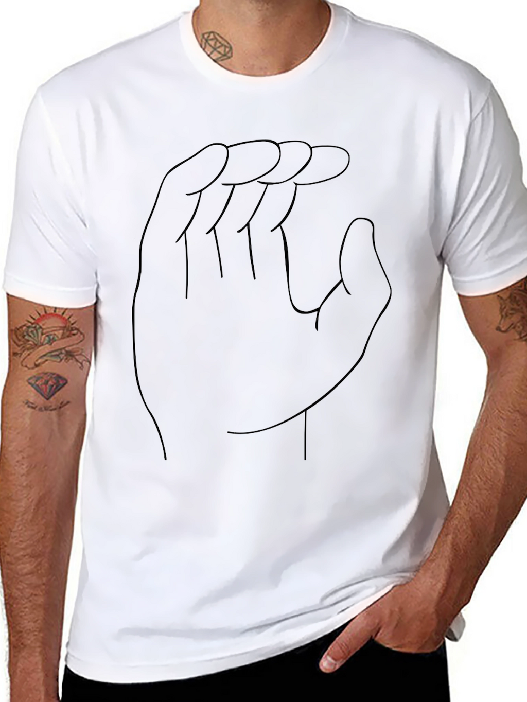 Hand Gesture Outline Black Tee