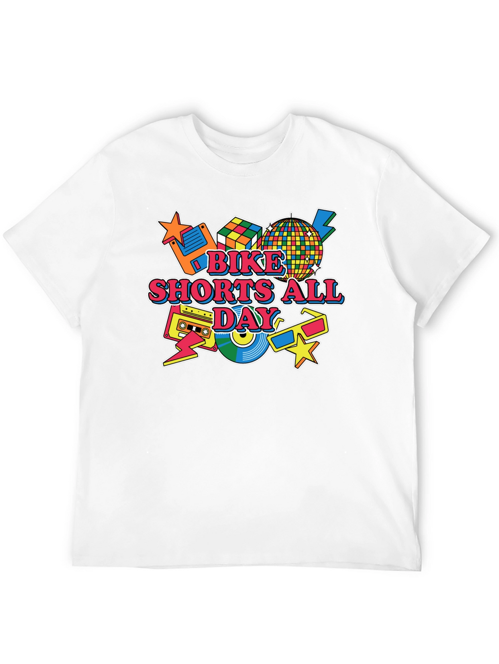 Bike Shorts All Day Retro 80s T-Shirt