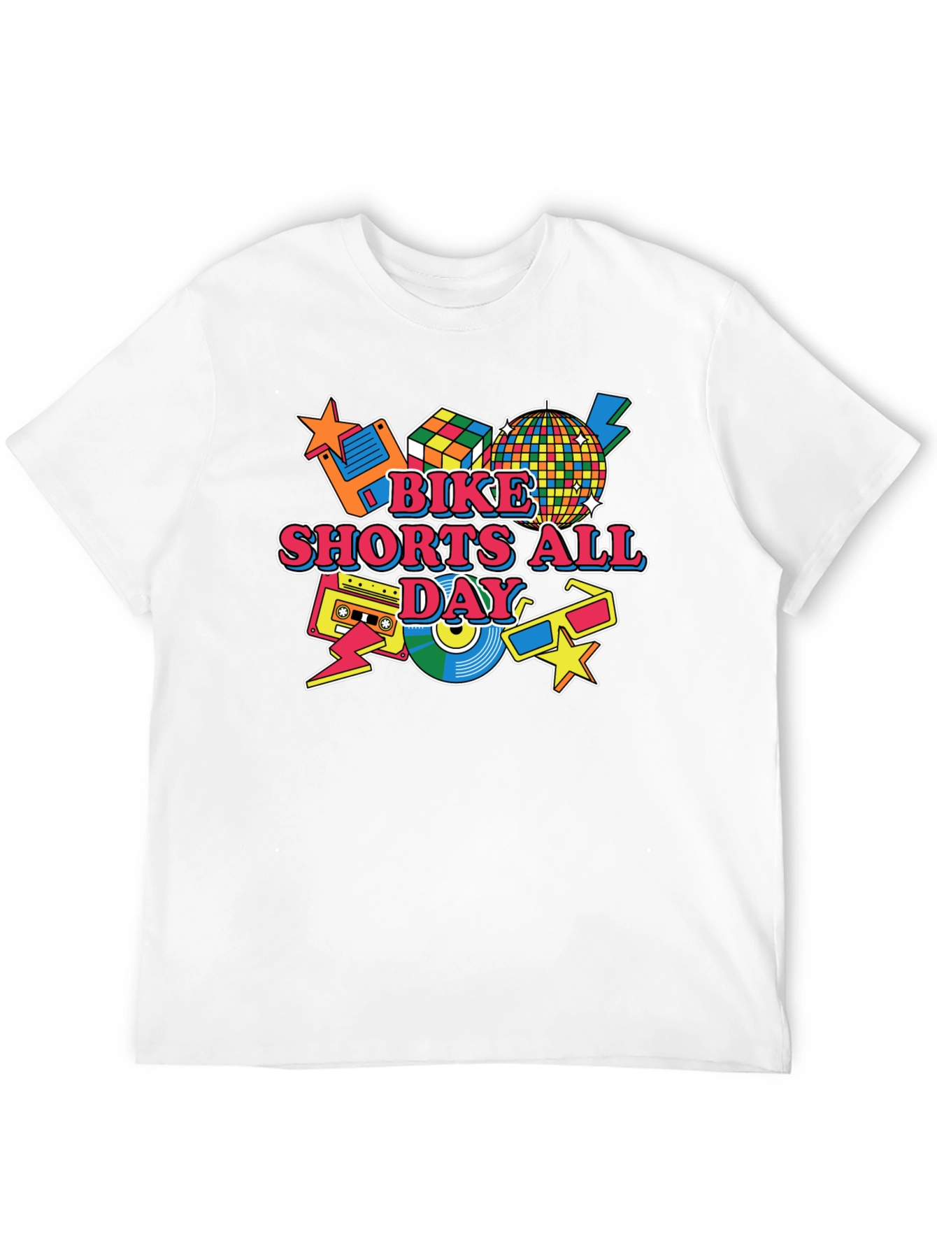 Bike Shorts All Day Retro 80s T-Shirt