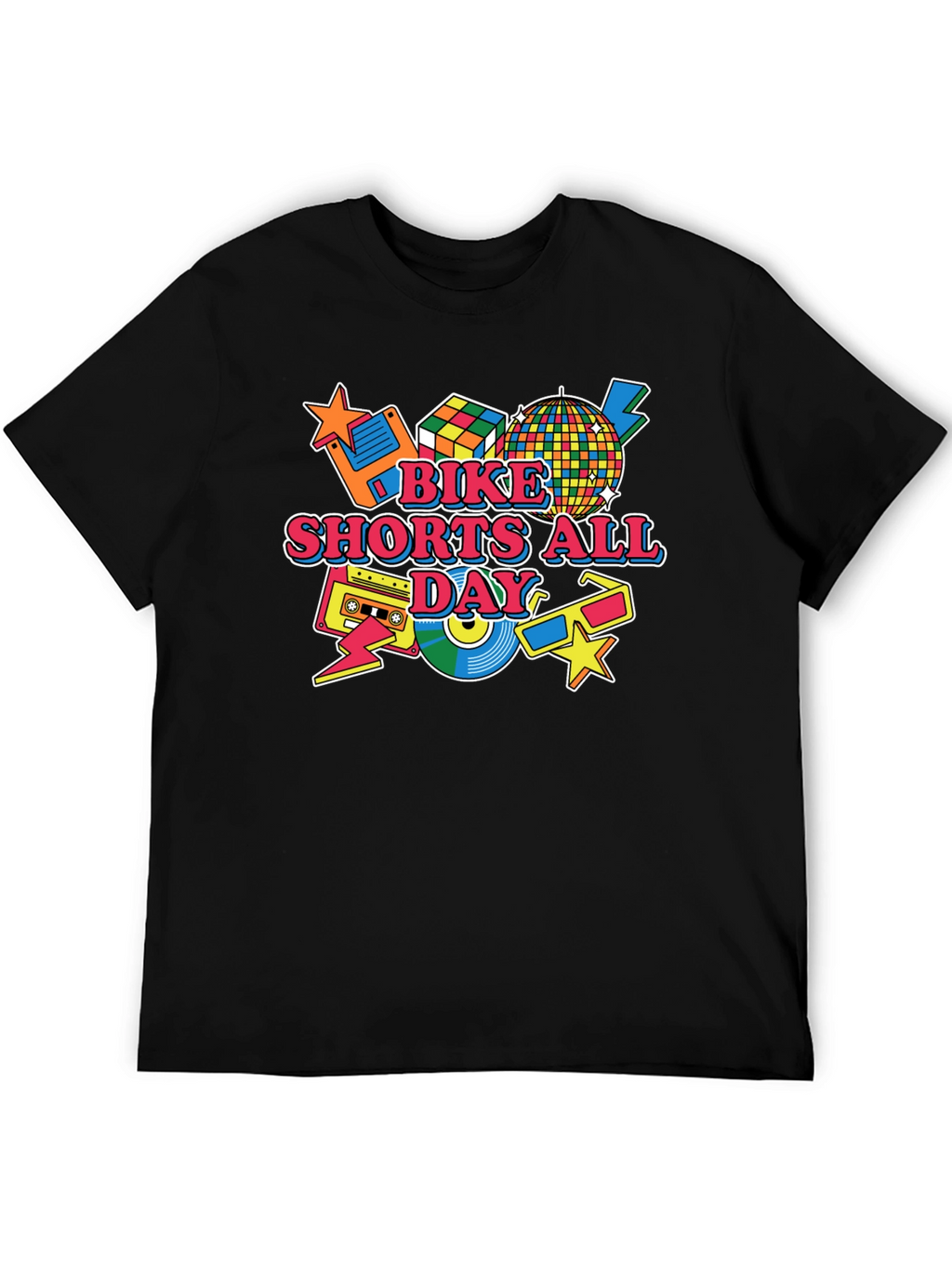 Bike Shorts All Day Retro 80s T-Shirt